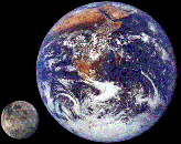 Earth and Moon to scale